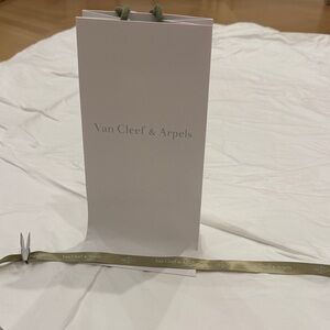 Van Cleef & Arpels White Shopping Bag with Olive Ribbon